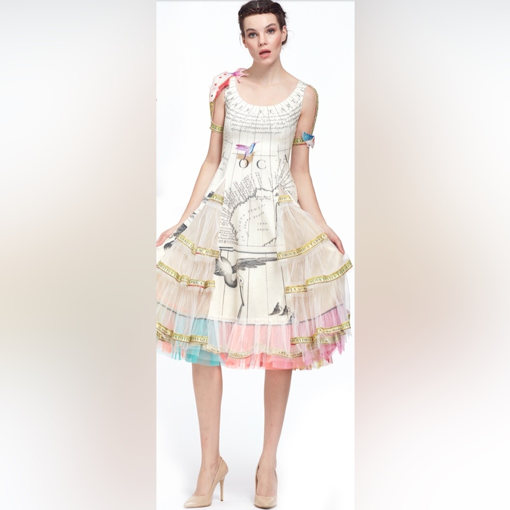 IPNG: The World At Your Paper Boat Trip Map Illusion Tulle A-line Gown S/M